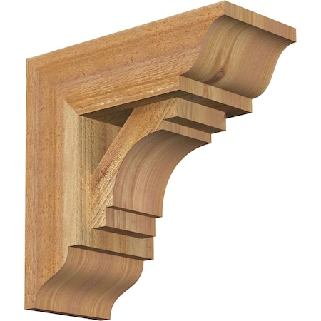 Ekena Millwork Merced Traditional Rough Sawn Bracket w/ Offset Brace, Western Red Cedar, 6"W x 14"D x 14"H BKT0604X14X14MRC01RWR